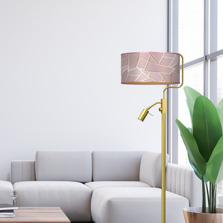Lampa Podłogowa Stojąca ZIGGY Różowe Złoto Różowa 1xE27 + 1x mini GU10 Milagro
