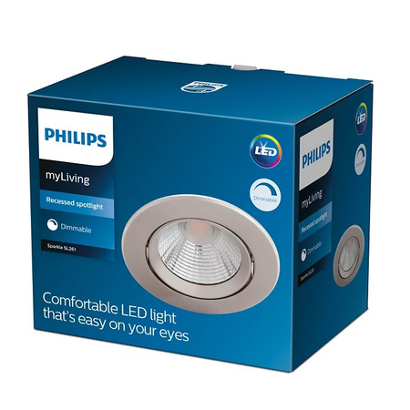 Oprawa Podtynkowa Halogenowa LED SPARKLE 5.5W 2700K Ściemnialna Okrągła Satyna PHILIPS