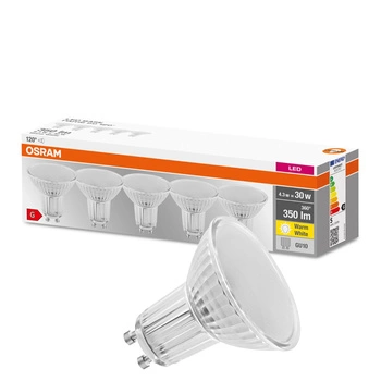 5PAK Żarówka LED GU10 4,3W = 30W 350lm 2700K Ciepła 120° OSRAM Base