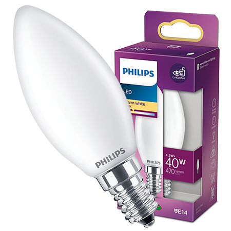 Żarówka LED E14 B35 4,3W = 40W 470lm 2700K Ciepła PHILIPS