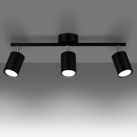 Lampa Sufitowa Listwa Oświetleniowa 3x GU10 Tuba Ruchoma Tubularna Czarna Minimalistyczna Lemmi Sollux