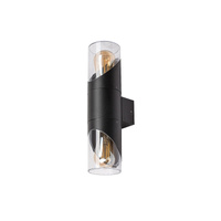 Lampa Ogrodowa Zewnętrzna Kinkiet Elewacyjny LED 2x E27 IP54 Czarny Nowoczesny Novigrad Rabalux