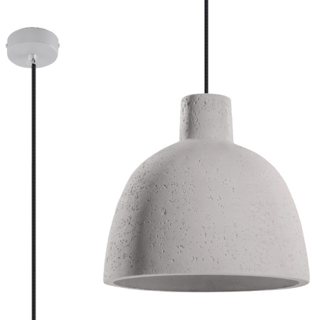 Lampa Sufitowa Wisząca Zwis E27 Półokrągła Szara Industrialna Damaso Sollux