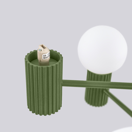 Lampa Wisząca Żyrandol 6x G9 Aluminiowa Zielony Oliwkowy Halo French Sky SL.1832 Sollux