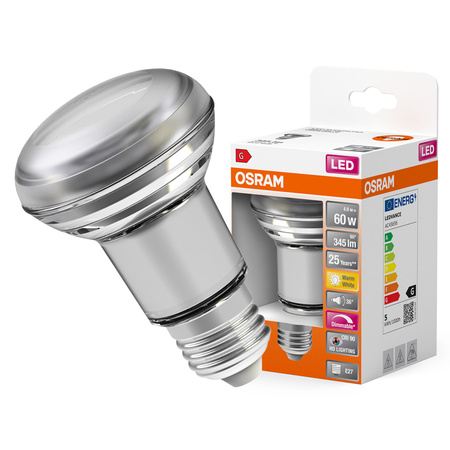 Żarówka LED R80 Reflektor E27 4.9W = 60W 345lm 2700K Ciepła CRI90 36° Ściemnialna SUPERSTAR Osram