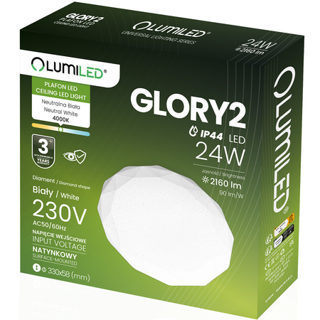 Plafon LED Lampa Sufitowa Natynkowa GLORY2 24W IP44 Okrągły 35cm LUMILED