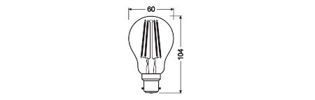 Żarówka LED A60 B22d 11W = 100W 1521lm 6500K Zimna 300° Ściemnialna Retrofit Filament CLASSIC Osram