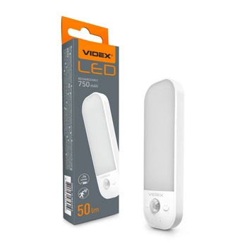 Lampka LED Nocna Akumulatorowa z Czujnikiem Ruchu 0.8W 50lm CCT 120° 750mAh Biała VIDEX