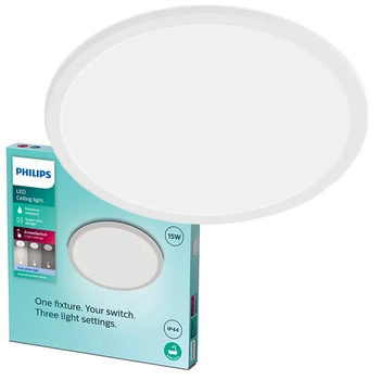 Lampa Sufitowa Plafon Łazienkowy LED 15W 1500lm 4000K SceneSwitch IP44 Biała Super Slim CL550 Bathroom Philips