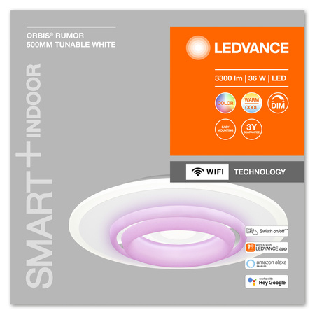 Plafon LED Lampa Oprawa Natynkowa 32W 2600lm RGB CCT z Podświetleniem Ściemnialna 50cm Biały SMART+ WiFi Orbis Ledvance