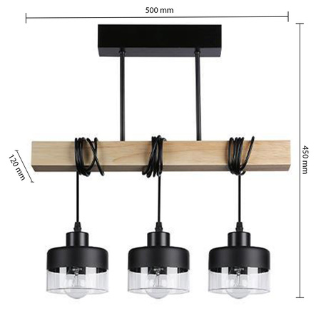 Lampa Sufitowa Oprawa Wisząca 3x E27 Czarna Brązowa Stark Masterled