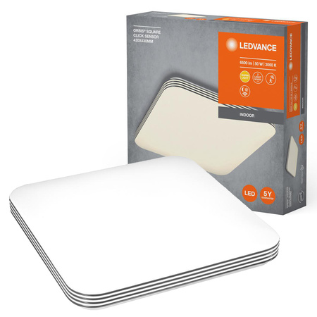Panel LED Lampa Sufitowa Natynkowa 50W 3000K Ciepła z Czujnikiem Ruchu i Zmierzchu 43x43cm Kwadratowy ORBIS LEDVANCE