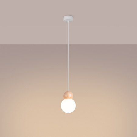 Lampa Sufitowa Wisząca Zwis G9 Kulista Naturalne Drewno Skandynawska Pekka Sollux