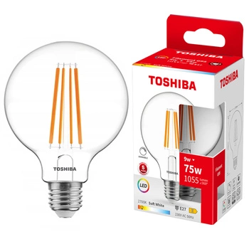 Żarówka LED E27 G95 9W = 75W 1055lm 2700K Ciepła Filament Ściemnialna TOSHIBA