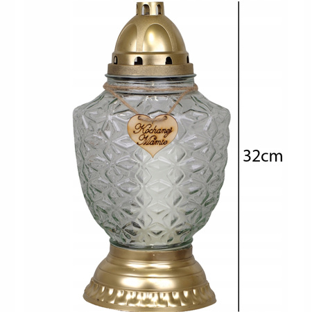 4x Znicz Szklany Kochanej Mamie na Grób 52h na Wkład Całoroczny 32cm