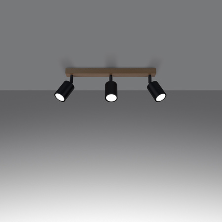 Lampa Sufitowa Oprawa Natynkowa SPOT TUBA Reflektor 3x GU10 Punktowa Ruchoma Tubularna Czarna Brązowa Nowoczesna Verdo Sollux