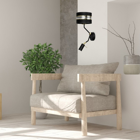 Lampa Ścienna Kinkiet ULTIMO Czarna 1xE27 + 1x mini GU10 Milagro