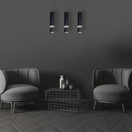Lampa wisząca Tuba Zwis VIDAR Czarny + srebrny 3x GU10 Milagro Metal Styl nowoczesny