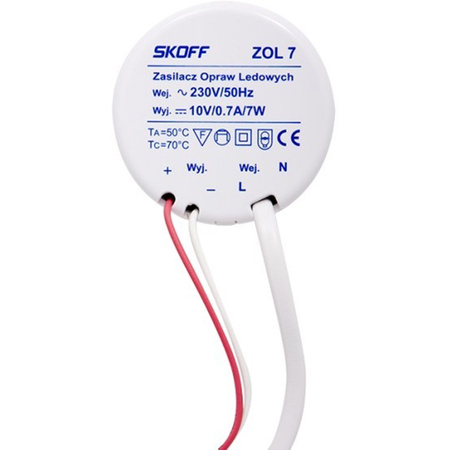 Zasilacz LED DOPUSZKOWY 10V 7W 0,7A IP20 do Opraw Schodowych SKOFF