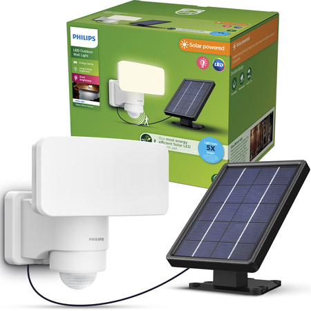 Naświetlacz Solarny LED 6W 1000lm 3000K IP44 z Czujnikiem Ruchu i Zmierzchu Biała Tylus Ultra Efficient Philips