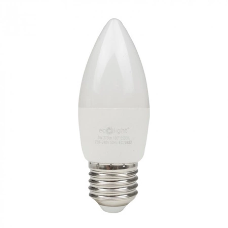Żarówka LED Świeczka B37 E27 3W 270lm 6500K Zimna Ecolight