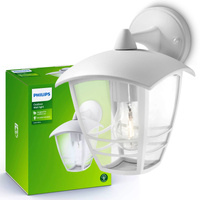 Kinkiet Ogrodowy Lampa Elewacyjna Zewnętrzna LATARNIA E27 IP44 Biała Creek Philips