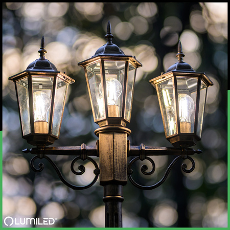 Lampa Ogrodowa Zewnętrzna 3xE27 SŁUPEK LATARNIA 2m Patyna BELLIS LUMILED