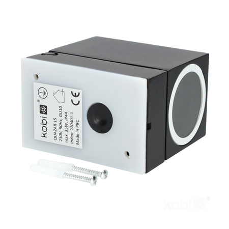 Lampa Ogrodowa Kinkiet Elewacyjny Zewnętrzny GU10 IP44 Czarna Quazar Kobi