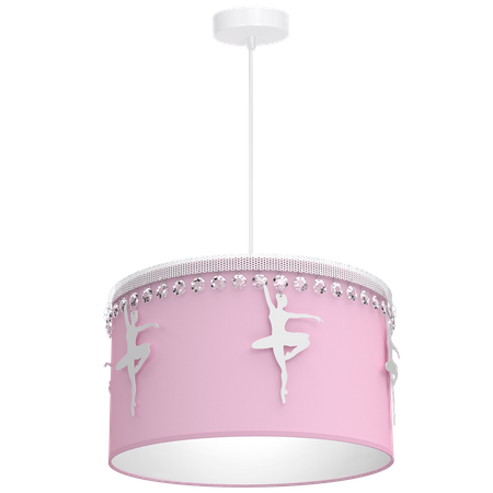 Lampa wisząca BALETNICA 1xE27 Dziewczęca Baletnica Różowa MLP4974 Milagro Metal + Tkanina + Kryształki