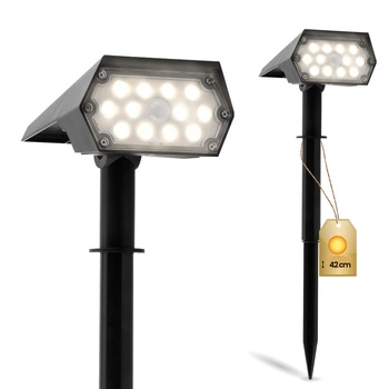 Reflektor Solarny LED Lampa Kierunkowa Wbijana IP44 Czujnik Zmierzchu