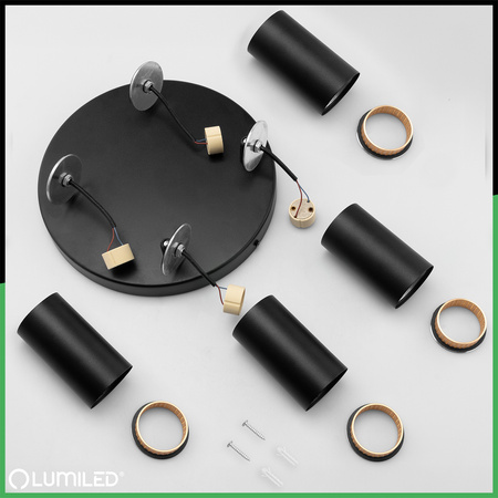 Lampa Sufitowa Reflektor 4x GU10 Plafon ELIGIS Czarny LUMILED