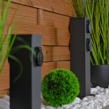 Słupek Ogrodowy IBERI Zewnętrzny Stojący 230V 40cm 4x Gniazdo Sieciowe LUMILED