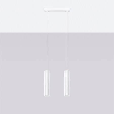 Lampa Wisząca Sufitowa Zwis Tuba Spot 2x GU10 Biała Karbon Deep Space SL.1536 Sollux