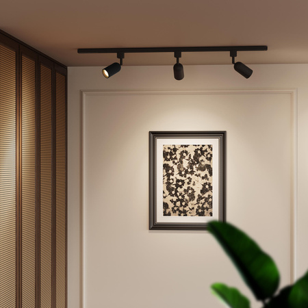 Zestaw Szynowy Lampa Sufitowa Szynoprzewód 1m + 3x Reflektor Szynowy LED GU10 Jednofazowy Czarny EasyLink Shea Philips