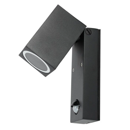 Kinkiet Ogrodowy Lampa Elewacyjna Zewnętrzna LED GU10 IP44 Czarna Czujnik QUAZAR 15 LX KOBI
