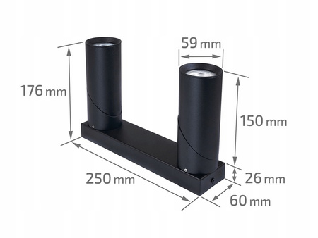 Lampa ścienna kinkiet 2x GU10 LED ruchomy czarny