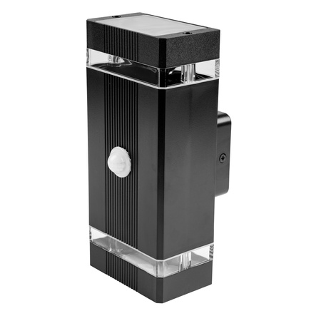 Lampa Ogrodowa Kinkiet Elewacyjny góra dół 2x GU10 Czarny Czujnik Ruchu i Zmierzchu IP54 HEDERA LUMILED
