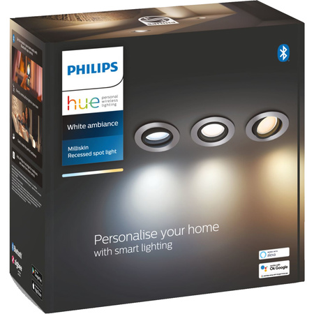 Oprawa Podtynkowa Wpuszczana LED Milliskin 3x 4.2W CCT Okrągła Ruchoma PHILIPS HUE Bluetooth