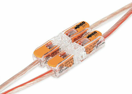 Złączka Instalacyjna Szybkozłączka Przelotowa WAGO 221-2411 na PRZEWÓD 2x0,2-4mm