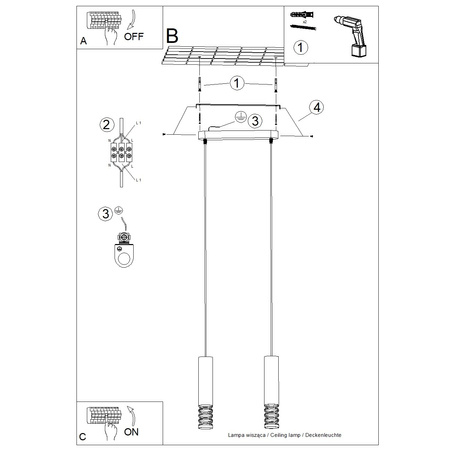 Lampa Wisząca Sufitowa 2x GU10 Biała LAMI Ocean Green SL.1687 Sollux