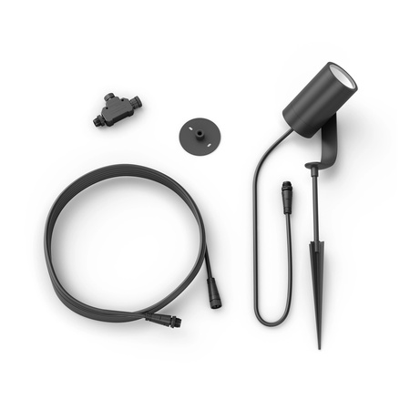 Reflektor Ogrodowy Wbijany LED 8W 590lm IP65 White and Color Ambiance RGB + TW Czarna Inteligentna SMART Zigbee Bluetooth Lily Philips HUE