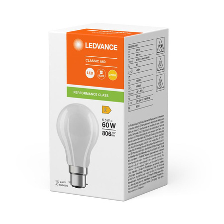 Żarówka LED A60 B22d 6.5W = 60W 806lm 2700K Ciepła Biała FILAMENT LEDVANCE