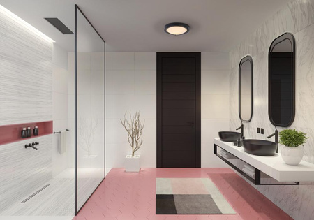 Plafon Lampa Łazienkowa Sufitowa Natynkowa E27 Czarny IP44 31cm Bathroom Ceiling Luminaire Ledvance