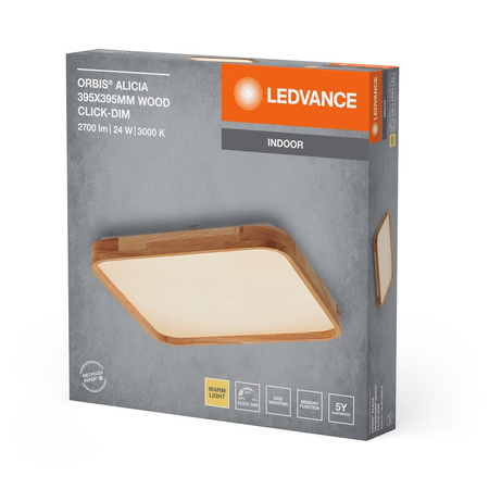 Lampa Plafon LED Sufitowa Ściemnialna Dekoracyjna 24W 3000K Drewniana LEDVANCE