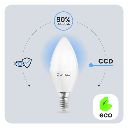 6x Żarówka LED E14 Świeczka B35 2,5W = 25W 249lm 6500K Zimna 180° LUMILED