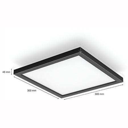 Panel LED Natynkowy Lampa Sufitowa Aurelle Czarna 19W CCT 30cm PHILIPS HUE Bluetooth + Przełącznik Dimmer Switch