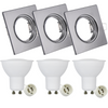 Zestaw 3x Oprawa halogenowa ruchoma GOLDLUX (Polux) kwadratowa czarna + żarówka LED GU10 3,5W