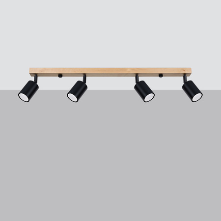 Lampa Sufitowa Oprawa Natynkowa SPOT TUBA Reflektor 4x GU10 Punktowa Ruchoma Tubularna Czarna Brązowa Nowoczesna Verdo Sollux