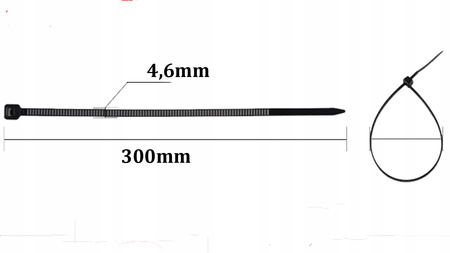 Opaska Zaciskowa Kablowa Mocna 4,6x300mm biała 100 sztuk ECOLIGHT