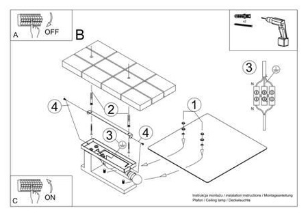 Lampa Sufitowa Plafon 2x E27 Oprawa Kwadratowa Kwadratowa Biała Skandynawska Lappo Sollux